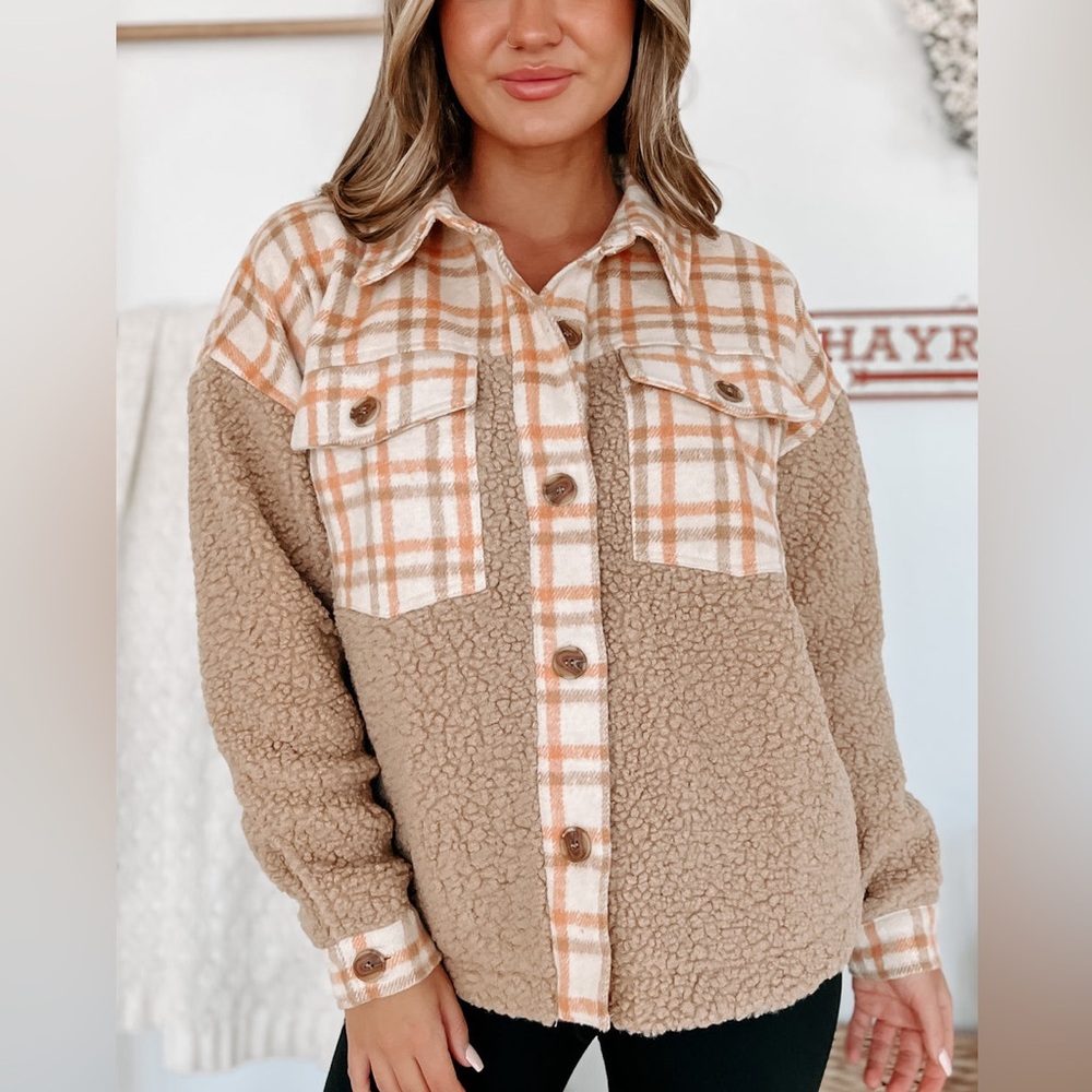 Orange and teddy multi colored shacket